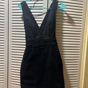 Elegant Black Velvet Cross Back Dress